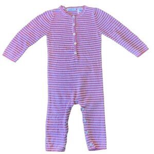 COUNTRY ROAD Baby Knit Romper Girls 6-12 Months Infant Onesie Pink Stripes EUC